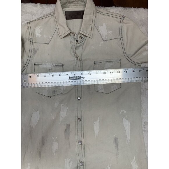 The Au Vintage Womens Long Sleeve Snap Western Shirt Medium Distressed Look USA - Picture 5 of 10